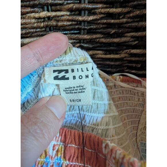 NWT Billabong Halter Smocked Patchwork Quilt Print Ruffle Women's Small Cottage - Picture 6 of 10